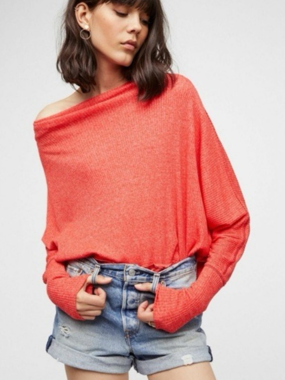We the Free Londontown Top FP Free people Coral Long Sleeve Pullover